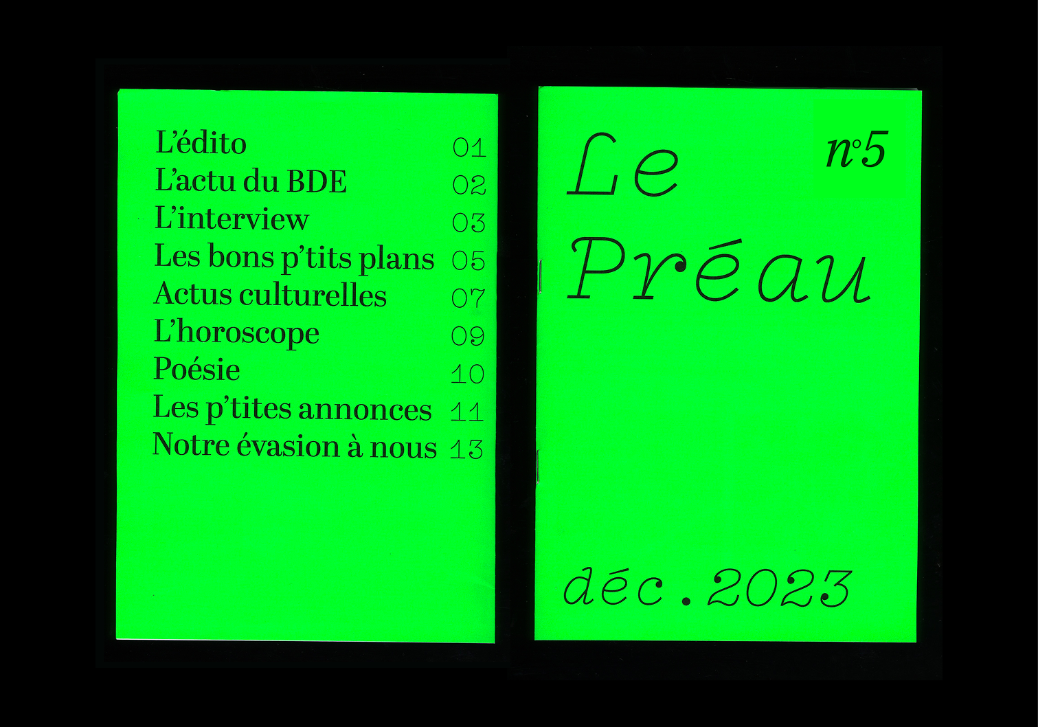 Le journal et son sommaire.