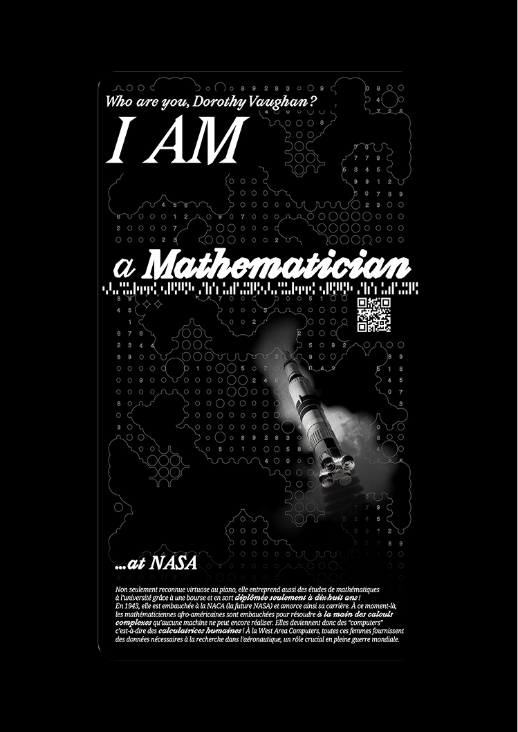 Concept d’affiches : One punchline one punchcard. I am a mathematician, 1/6.