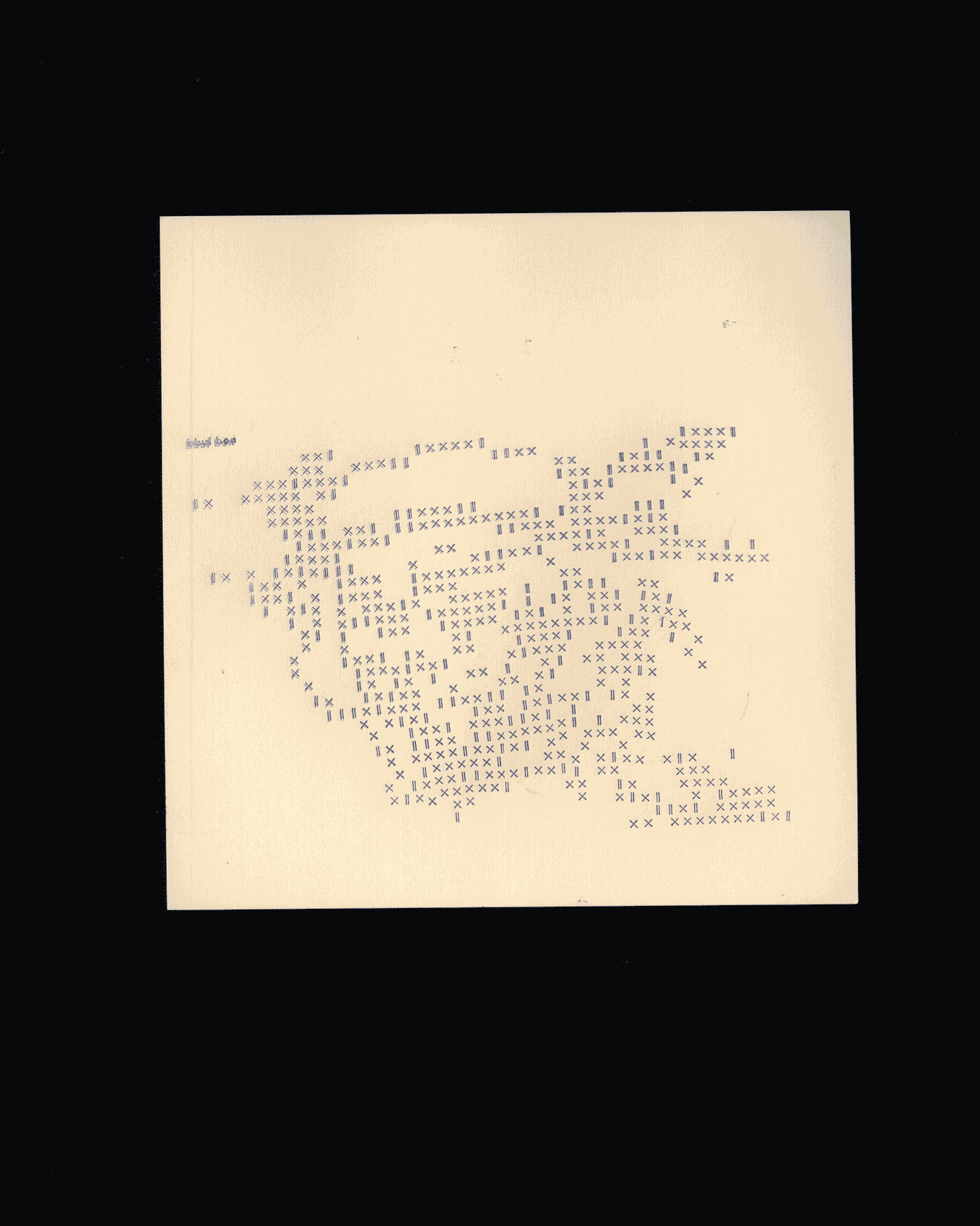 Tête de Ned Ludd recomposée en caractère de plomb X I. Du ascii sans numérique.