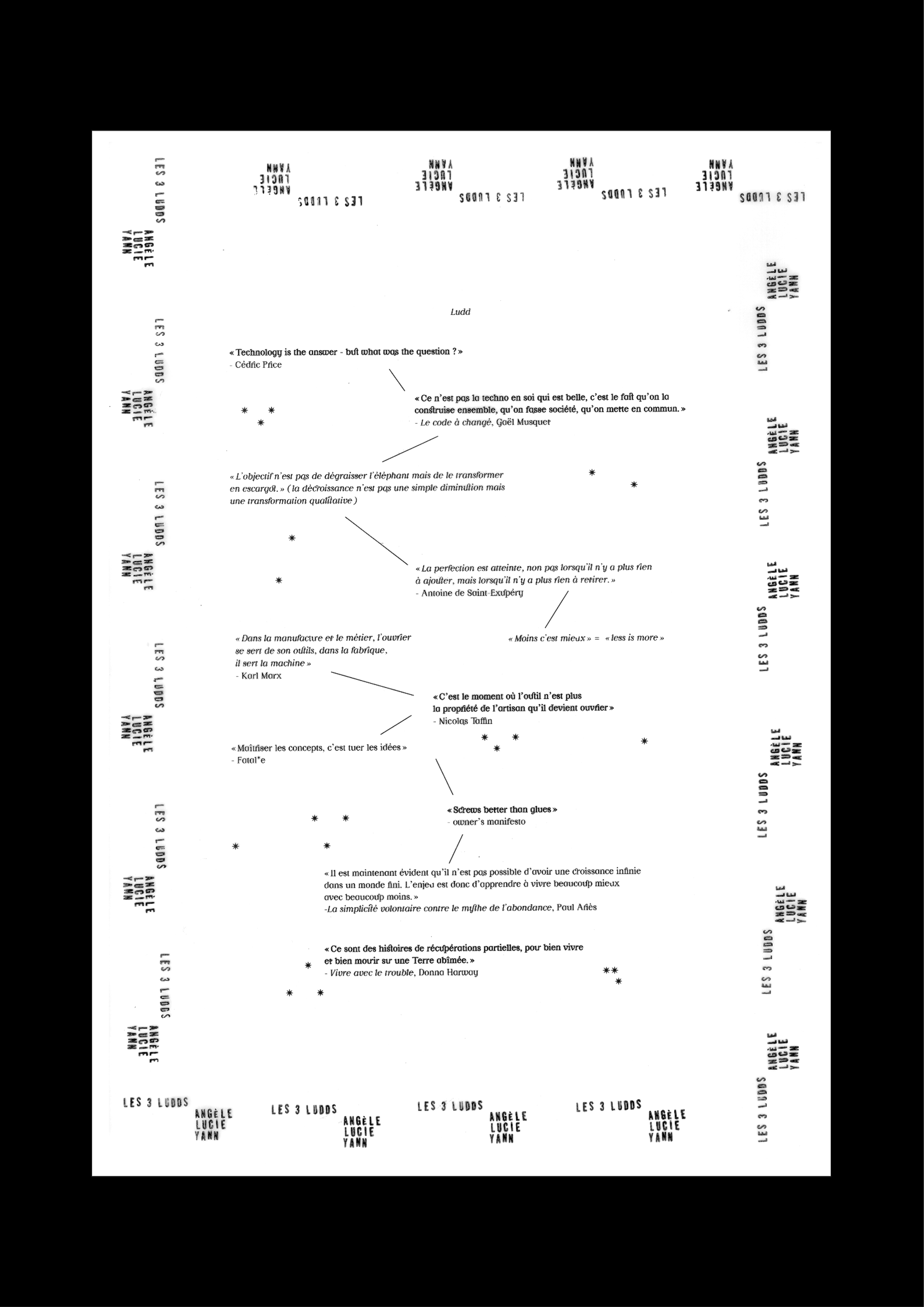 Affiche d'une constellation des citations qui ont porté notre réflexion.